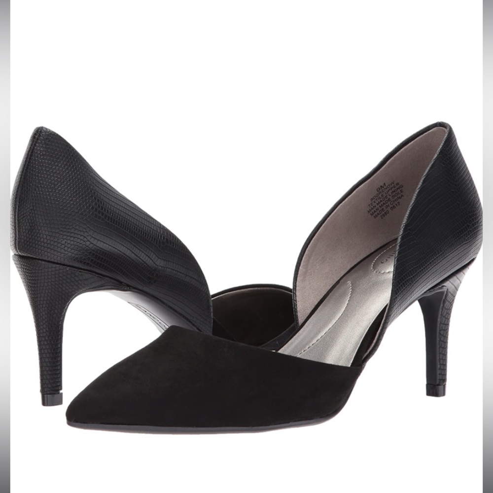 BANDOLINO Grenow D'Orsay Pumps size 8 Black Suede and Textured Heel